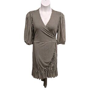 Ganni  Dress Wrap Womens Size Large/42 GIngham Check Romantic Classic